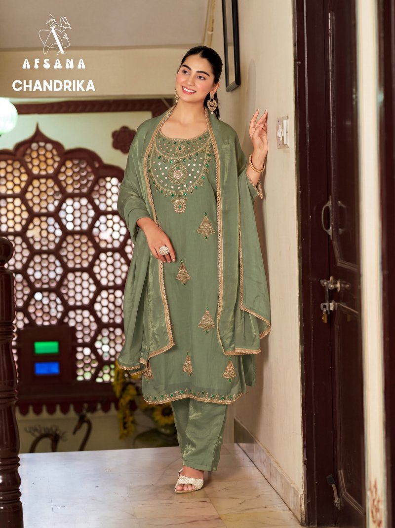 Chandrika By Afsana Fandy Satin Readymade Salwar Kameez 